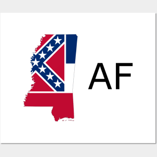 Mississippi Flag State Outline AF (black) Posters and Art